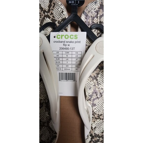Crocs Crocband Snake Print Women's Flip-Flop Oyster/Mushroom Relax Fit Size 5 - Picture 4 of 16